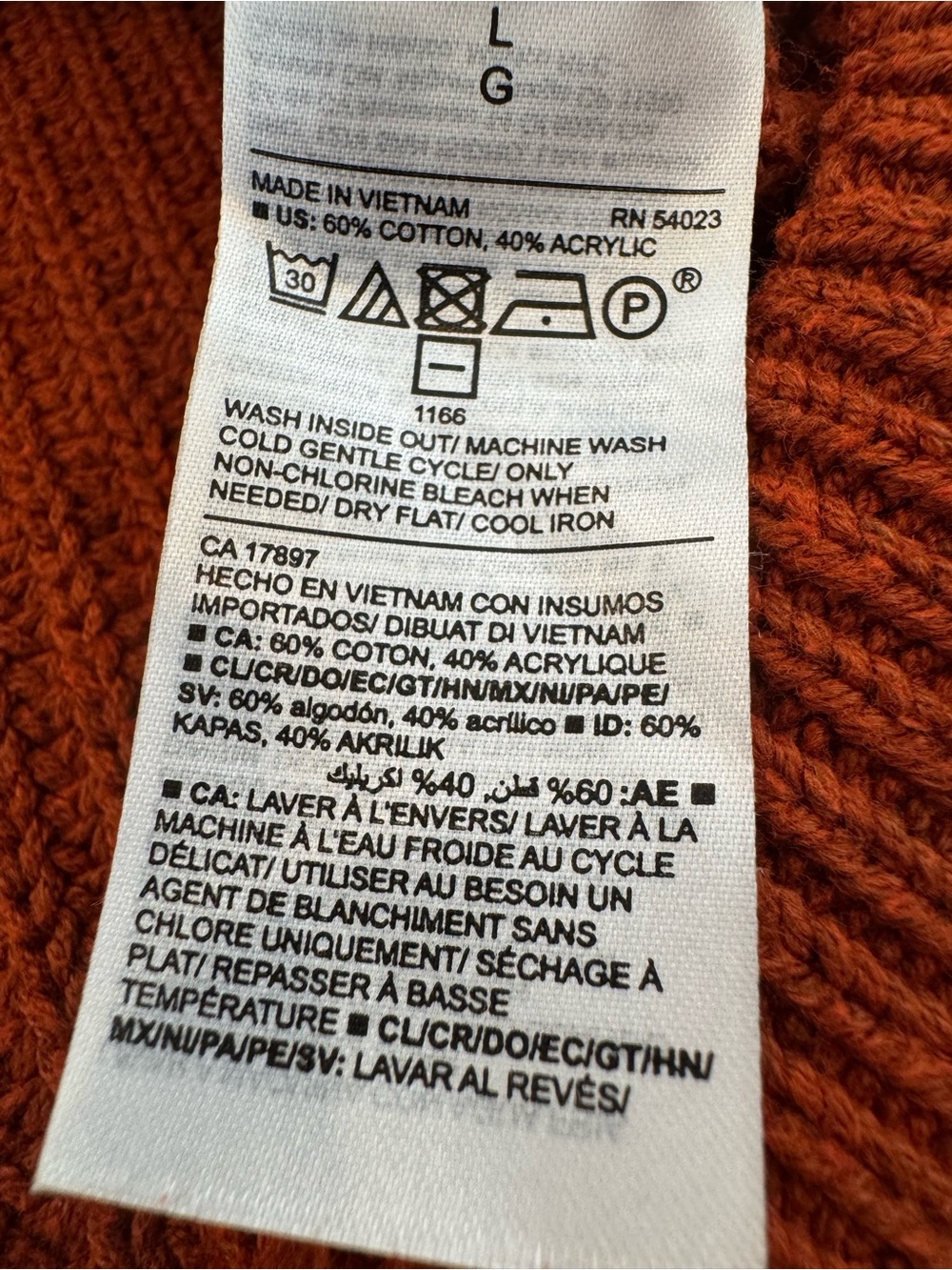 Old Navy Rust Orange Chunky Knit V Neck Sweater Size L Oversized - Picture 10 of 11